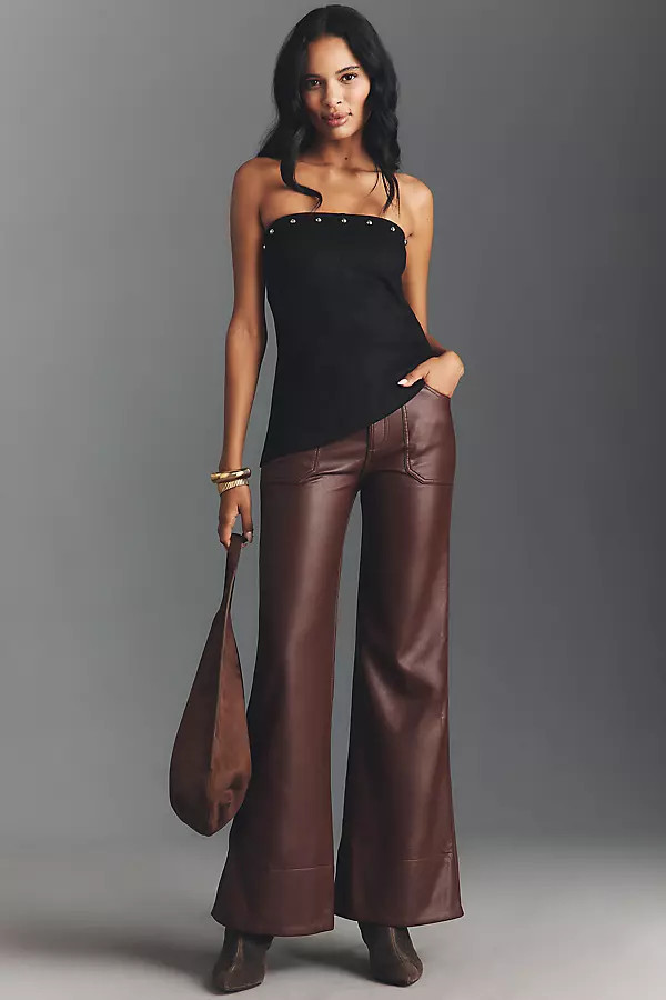 The Rylan Faux Leather Relaxed High-Rise Flare Pants by Pilcro | Anthropologie (US)