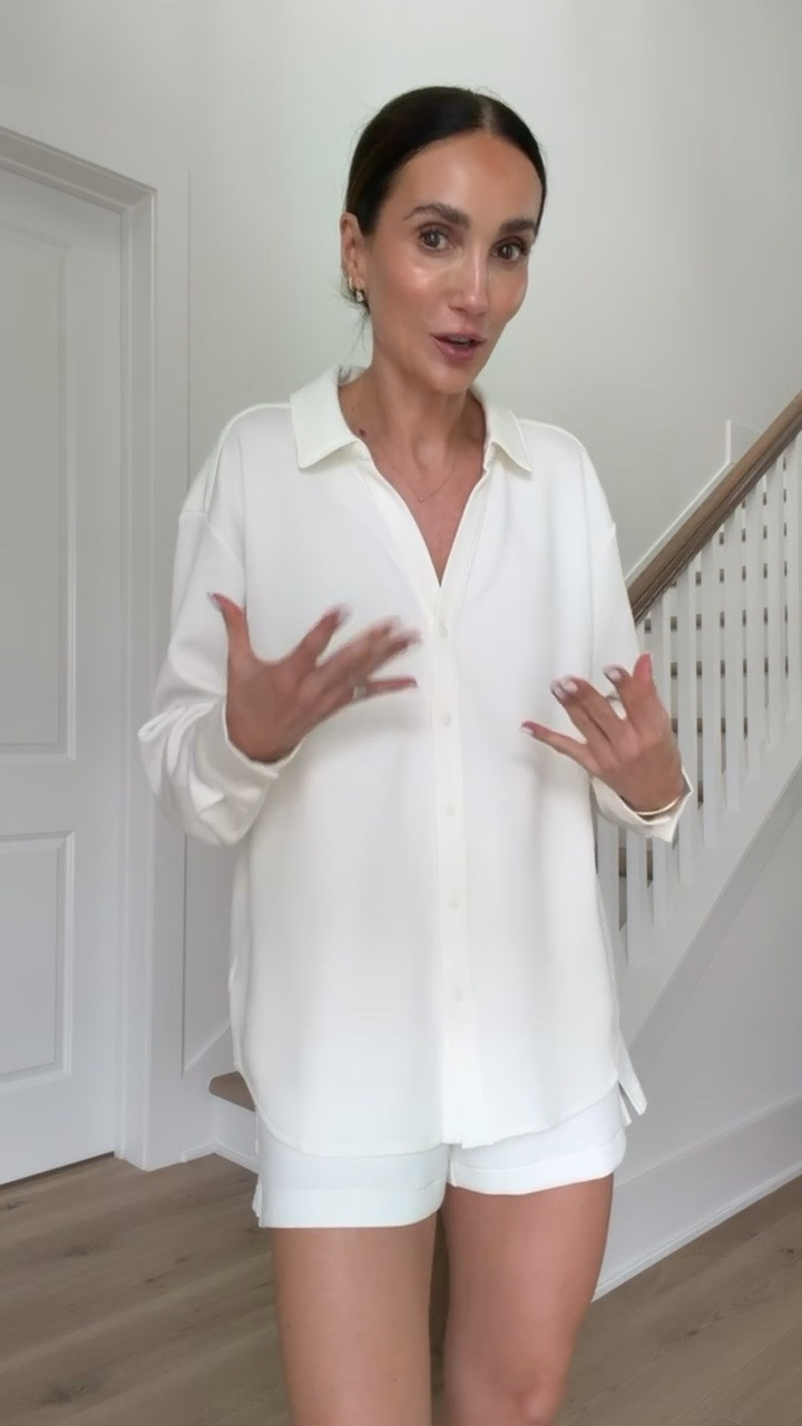 I'm wearing S in both.
Discount code ANNAMXSPANX.

white shorts outfit, monochrome outfit, resort wear, summer neutrals, classy casual outfit, vacation style, effortless chic, annabrstyle

#LTKootd #LTKOver40