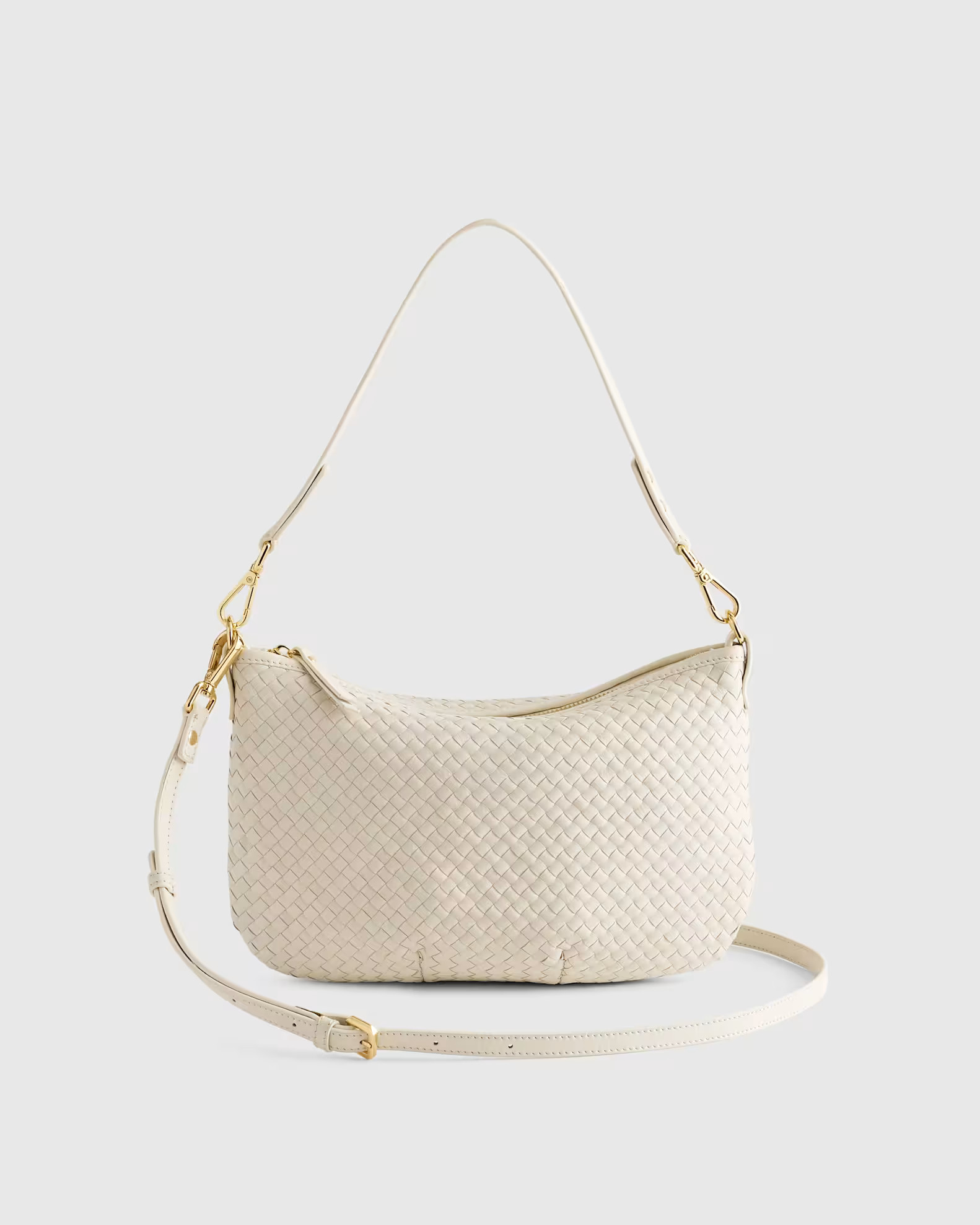 Italian Handwoven Leather Mini Shoulder Bag in Bone | Quince