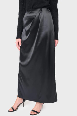 Satin Maxi Skirt With Pleat Details | Gibson