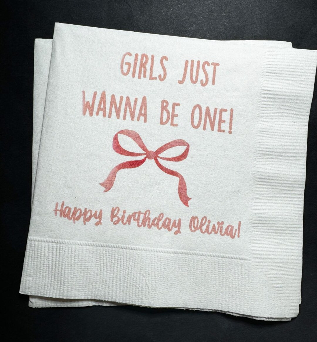 Girls Just Wanna Be One Pink Bow First Birthday 1st Bday Pink Bow Party Personalized Cocktail, Lu... | Etsy (US)