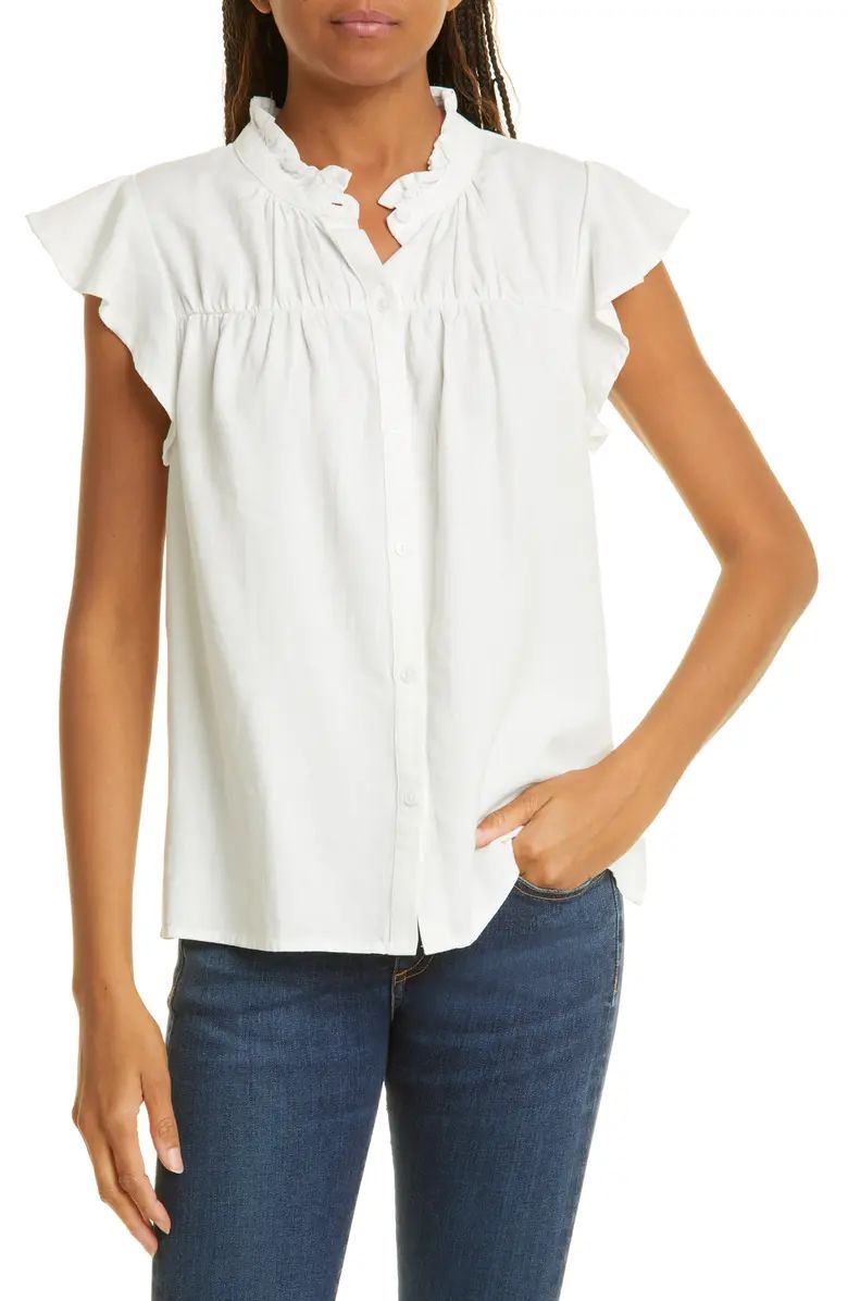 Rails Ruthie Ruffle Cap Sleeve Button-Up Shirt | Nordstrom | Nordstrom