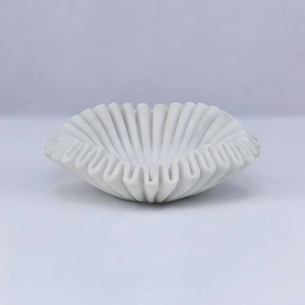Marble Ruffle Bowl Handcrafted Decorative ScallopBowls - Antique Catchall Jewelry Dish Fruit Orga... | Amazon (US)