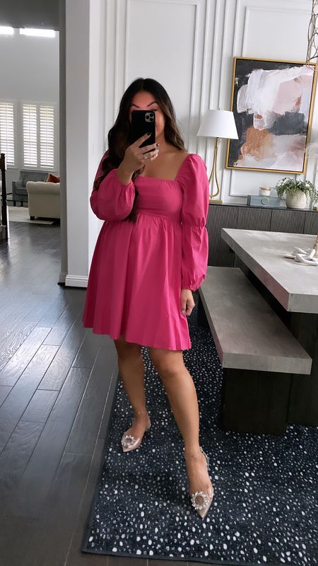 Pink dress with poofy sleeves from Amazon 