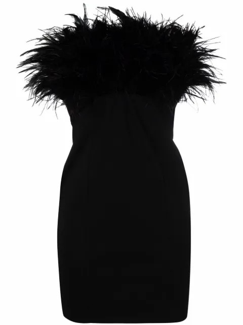 Vestido slim com acabamento de plumas | Farfetch (BR)