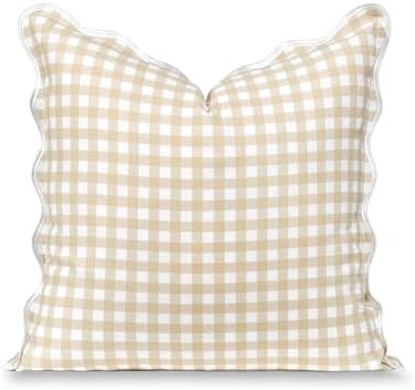 Hofdeco Premium Coastal Hampton Scalloped Patio Indoor Outdoor Throw Pillow Cover Only, 20"x20" W... | Amazon (US)