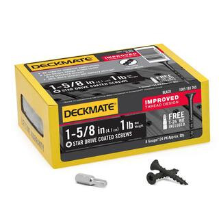 DECKMATE #8 1-5/8 in. Black Exterior Self-Starting Star Drive Flat Head Deck Screw 1 lb.-Box (124... | The Home Depot