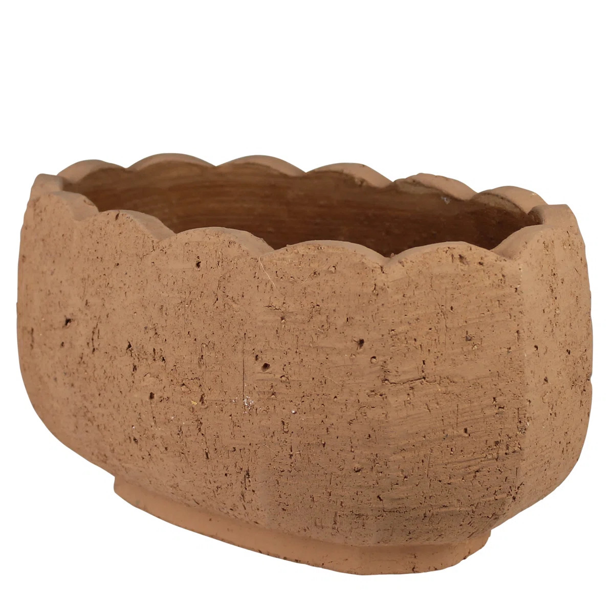 Sophia Scalloped Planter, Terra Cotta Cement | Wayfair North America
