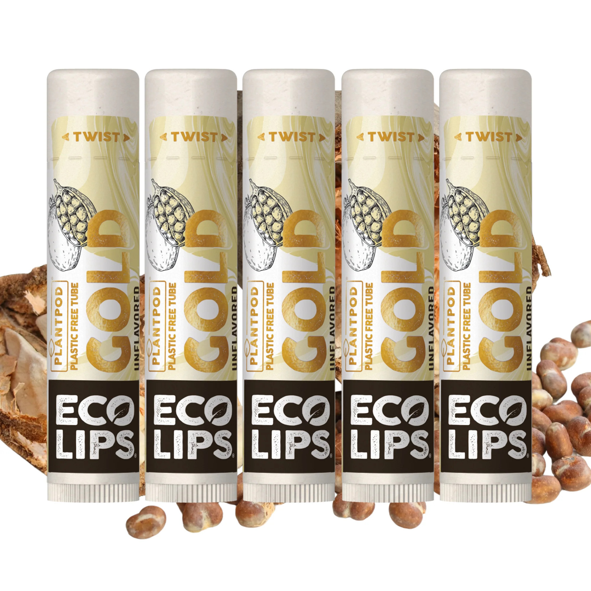 Gold Plant Pod® Organic Lip Balm, 6 Pack | Eco Lips