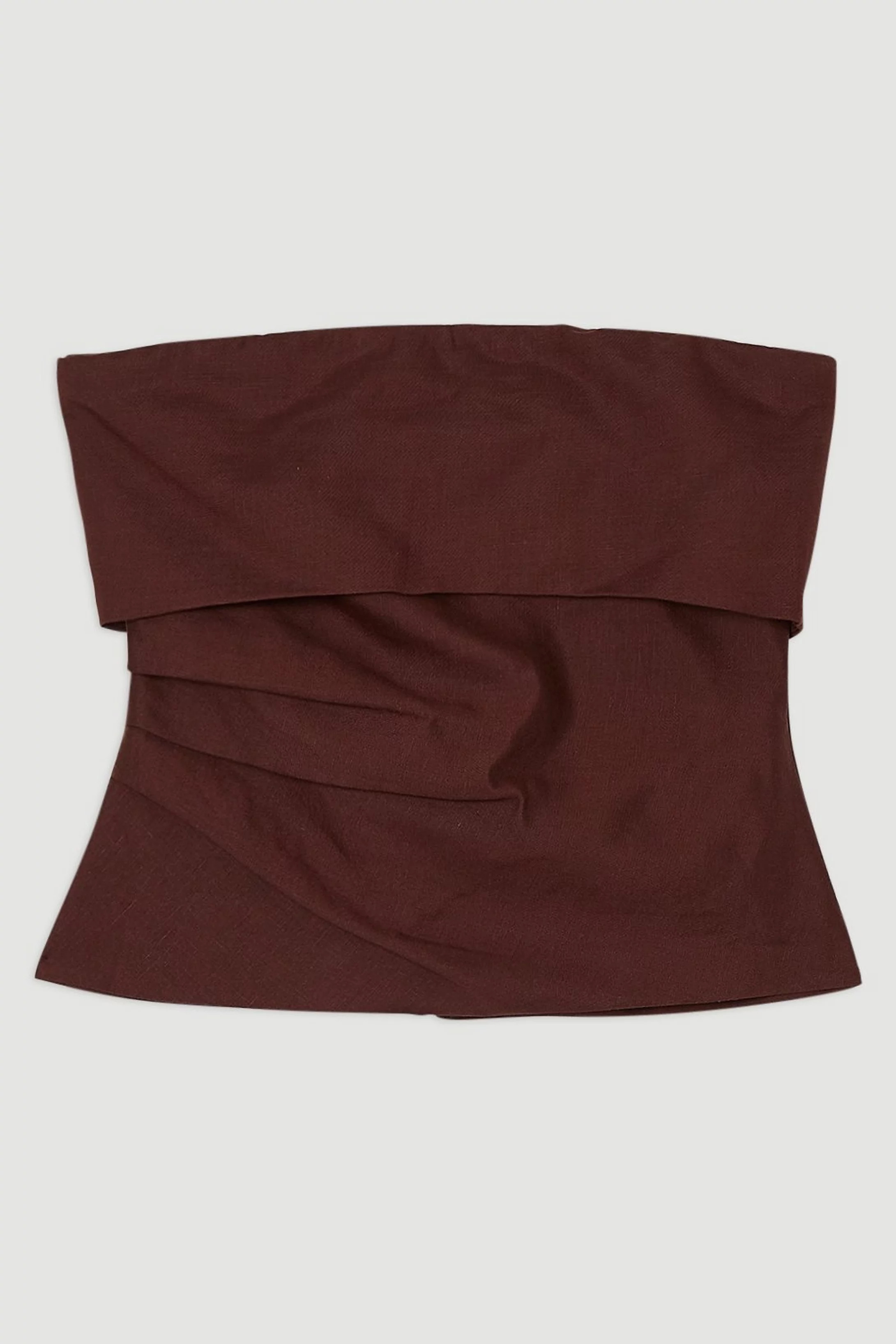 Linen Viscose Woven Tube Top With Ruched Side Detail | Karen Millen US