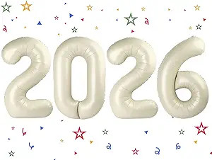 2026 Balloon - Cream Birthday Number Balloons, 40 Inch Large Foil Balloons for Men Women Boys Gir... | Amazon (US)