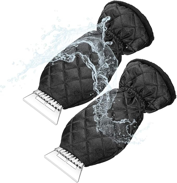 Fruholt 2 Packs Ice Scraper Mitt for Car Windshield Waterproof Snow Scraper Glove with Thick Flee... | Amazon (US)