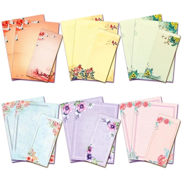 Anzon Mories 72 Pcs Stationery Set A4 (48 Sheets Writing Letter + 24 Envelopes), Vintage Floral J... | Walmart (US)