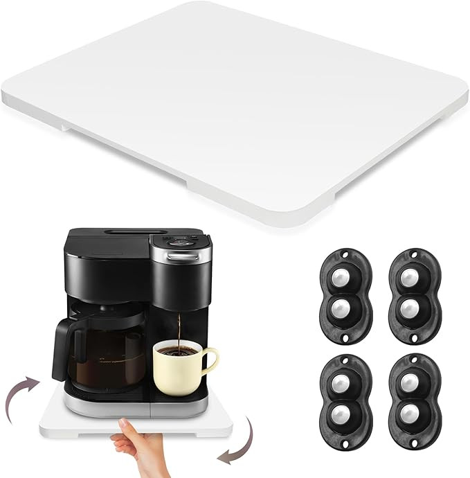 360° Rolling Tray Bamboo Appliance Slider for Kitchen Appliances, Coffee Maker Mat Tray for Coun... | Amazon (US)