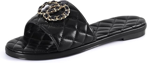 Flat Sandals for Women Slides Dressy Elegant Comfortable Open Toe Fashion Sandals with Memory Foa... | Amazon (US)