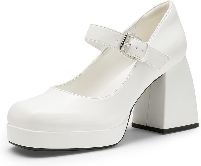 DREAM PAIRS Women's High Chunky Platform Closed Toe Mary Jane Block Heels Square Toe Strappy Dres... | Amazon (US)