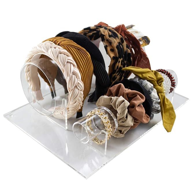 Acrylic Headband and Scrunchie Holder - Hair Accessory Organizer - Two-In-One Stand - Holds Headb... | Amazon (US)