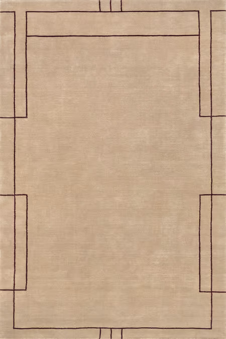 Tan Nile Bordered Wool-Blend  Area Rug | Rugs USA