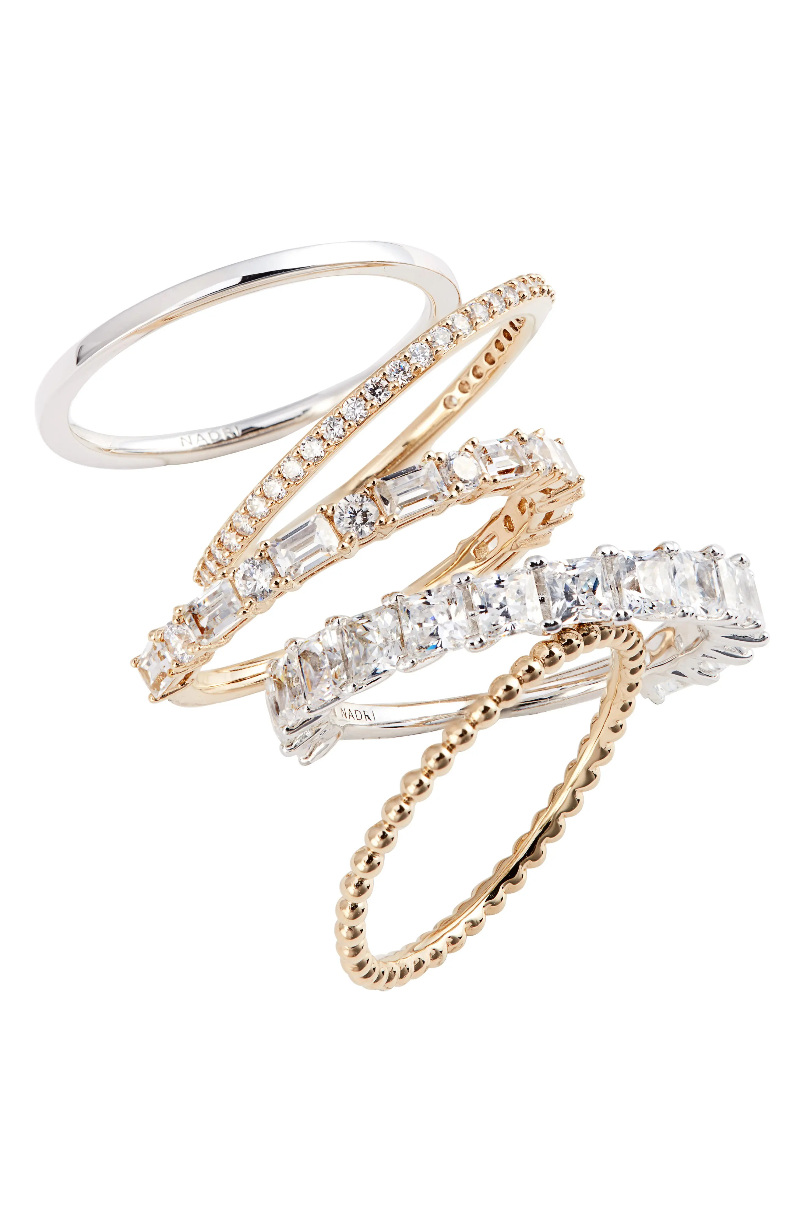 Women's Nadri Set Of 5 Stacking Rings | Nordstrom