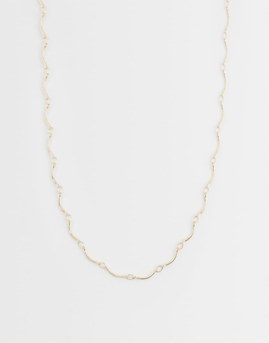 ASOS DESIGN dainty necklace with wavy chain in gold tone | ASOS (Global)