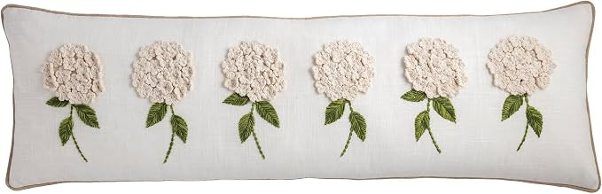 Mud Pie White Floral Embroidered Pillow | Amazon (US)