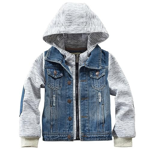 Toddler and Baby Boys Hooded Denim Jacket Coat Kids Children Zipper Jeans Jacket Outerwear, Blue, 2T(Tag90) | Amazon (US)
