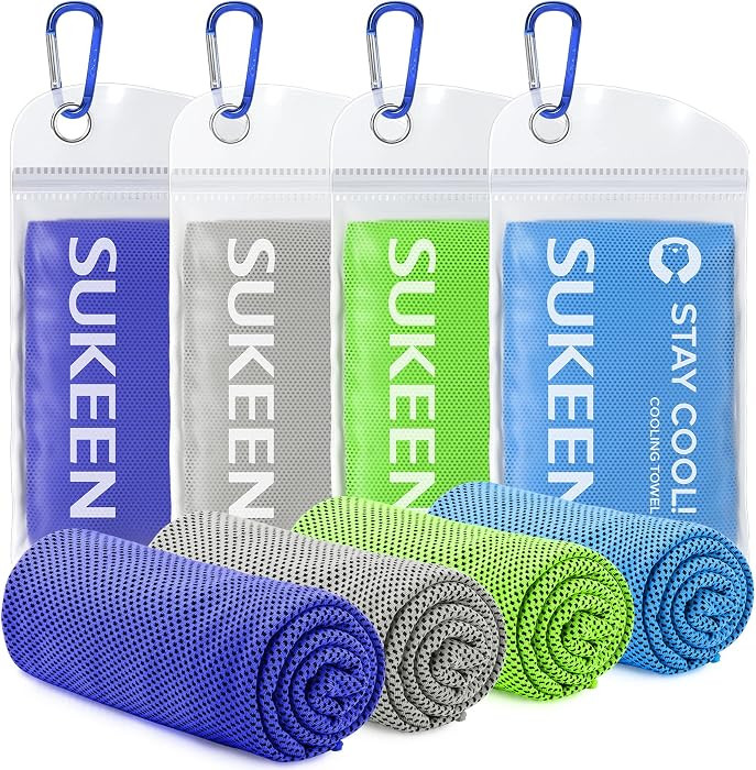 Sukeen 4 Pack Cooling Towels (40"x12"),Ice Towel,Soft Breathable Chilly Towel,Microfiber Towel fo... | Amazon (US)
