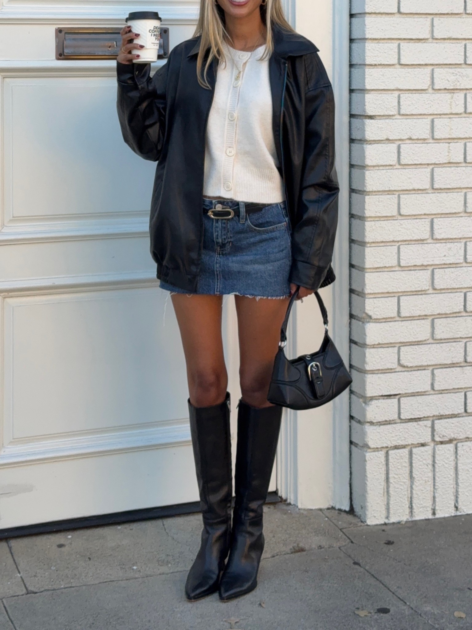 classy chic fall outfit idea 🖤

this amazon oversized leather jacket is so good! ✨

my denim mini skirt is sold out, but i linked some similar ones for you guys

& of course i had to wear my favorite dolce vita auggie boots 👢 

#LTKStyleTip #LTKFindsUnder100 #LTKSeasonal