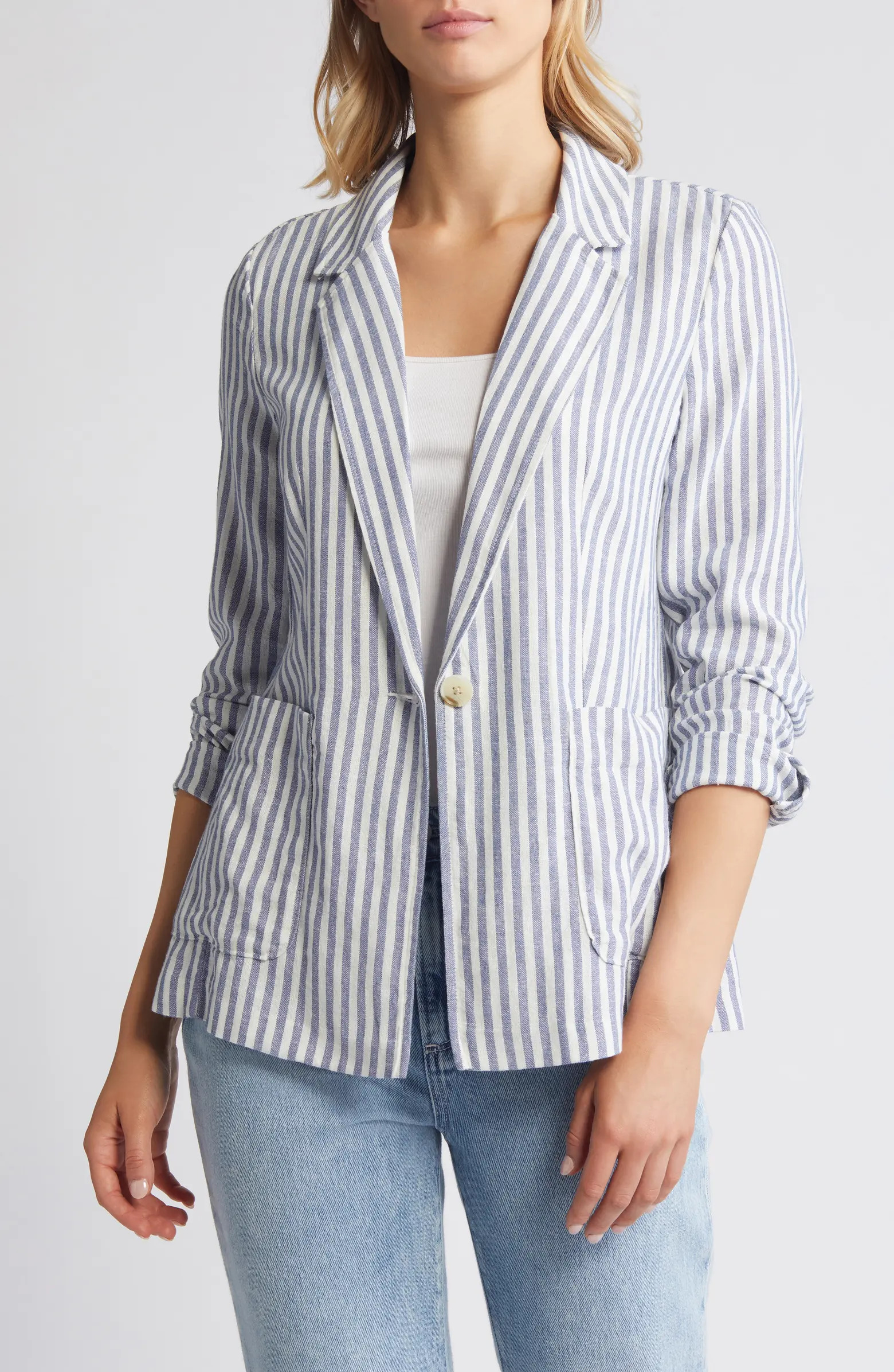 Stripe Linen Blend Blazer | Nordstrom
