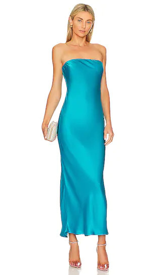 x REVOLVE Angel Strapless Midi Dress in Blue | Revolve Clothing (Global)