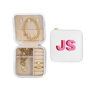 Shadow Monogram Travel Jewelry Case - White | Sprinkled With Pink