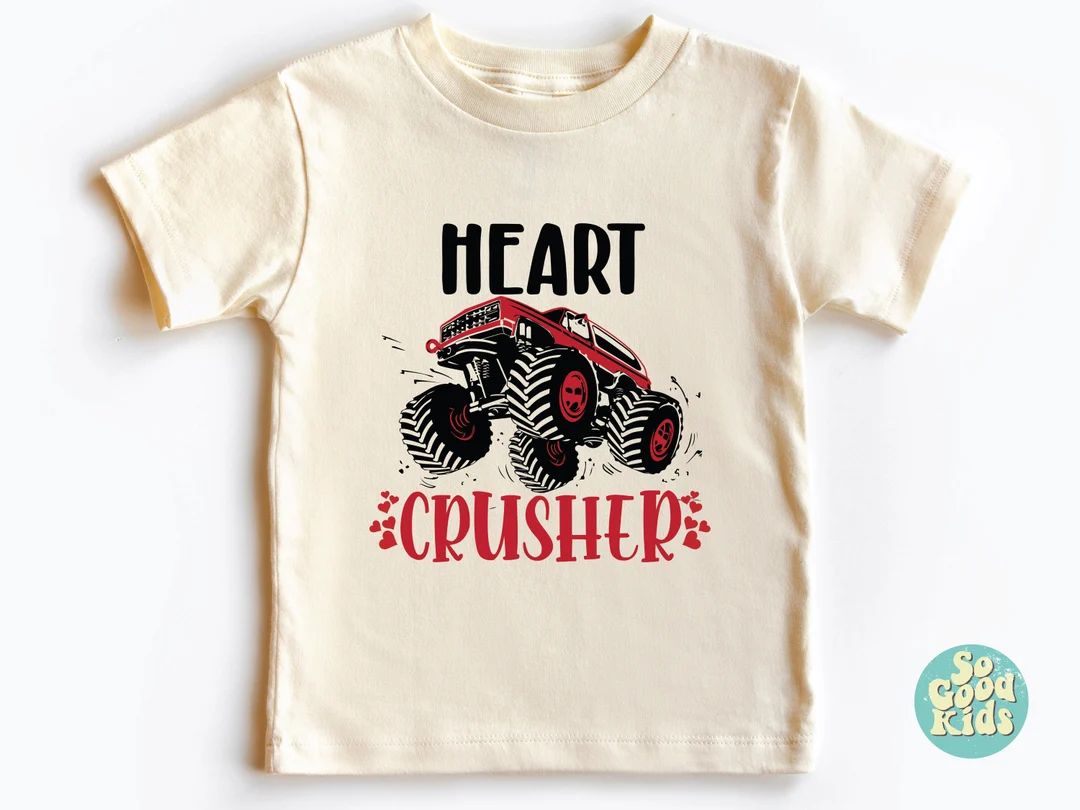 Heart Crusher Baby Shirt, Toddler Valentine Shirts, Crusher Bodysuits, Cute Truck Valentine Bodys... | Etsy (US)