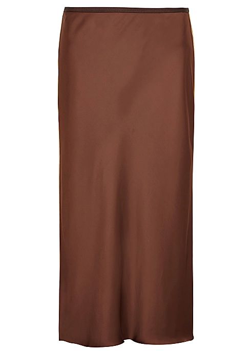 Brown satin slip skirt | Harvey Nichols (Global)