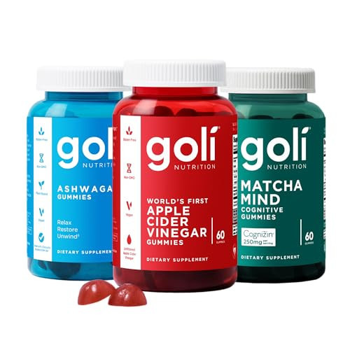 3 Bottles of Goli Favorites Bundle: Ashwagandha KSM-66, Apple Cider Vinegar, Matcha Mind Supplements with Cognizin, Vitamins D2 and B12 | Amazon (US)