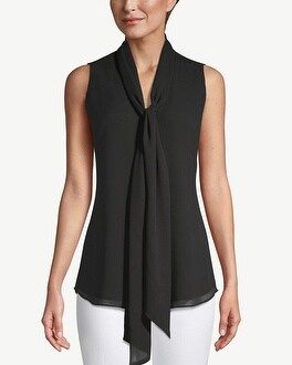 Black Sleeveless Scarf-Front Blouse | Chico's