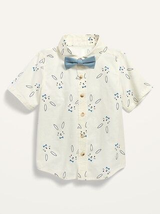 Printed Poplin Short-Sleeve Shirt and Tie Set for Toddler Boys | Old Navy (US)