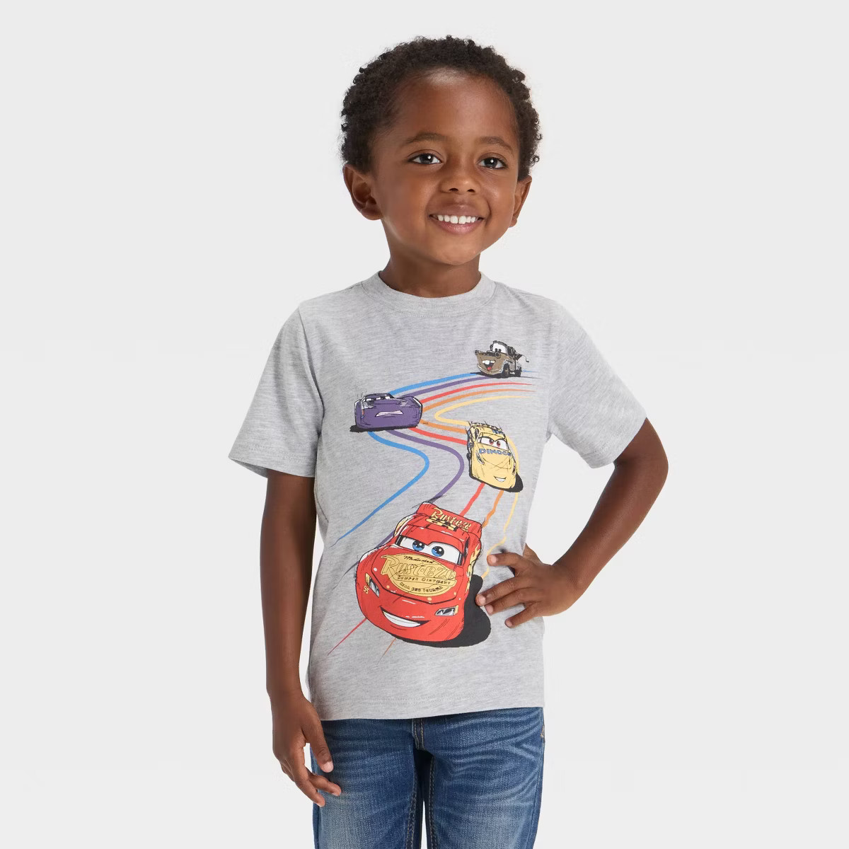 Toddler Boys' Disney Cars Lightning McQueen Racing T-Shirt - Heather Gray | Target