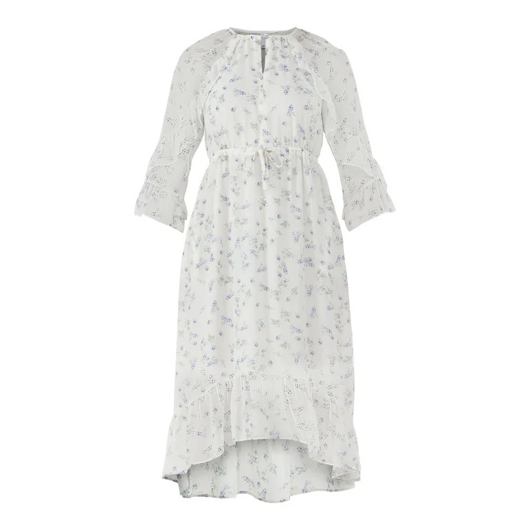 Time and Tru Women's Ruffle Midi Dress, Sizes XS-XXXL | Walmart (US)