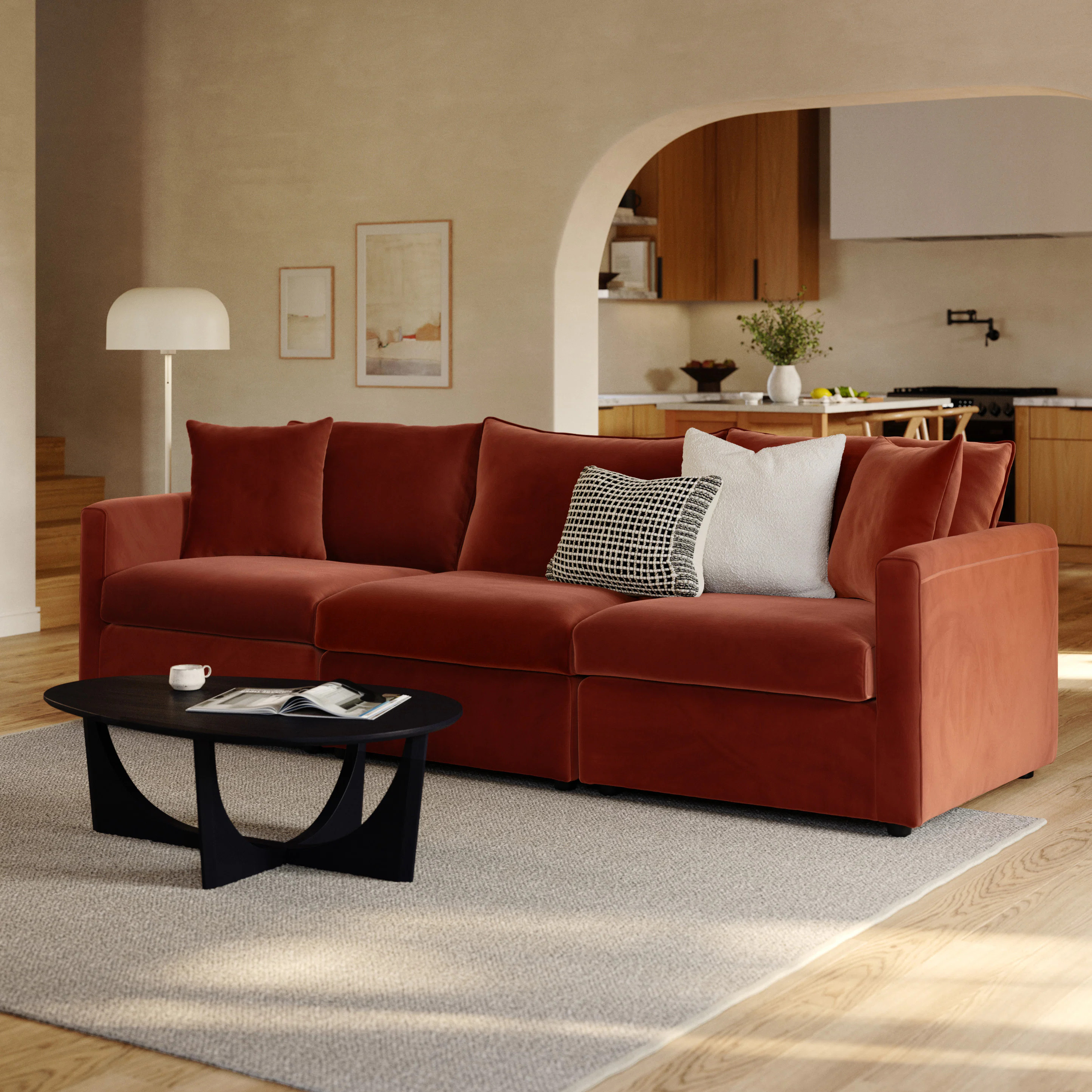 Lenae 104.5" Velvet Modular Sofa - Hale Rust | Article