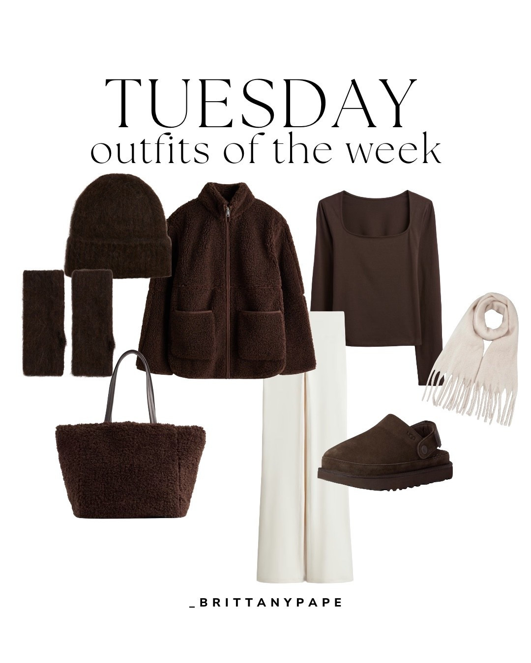 Outfit of the week—Tuesday 🤎

#winteroutfit #chocolatebrownoutfit #winterjacket #sherpa #loungewear #loungepants #scarf #brownourse #sherpapurse #winterpurse #hat #gloves #apresski #winteroutfit #uggs #christmasoutfit 

#LTKFindsUnder50 #LTKootd #LTKGiftGuide