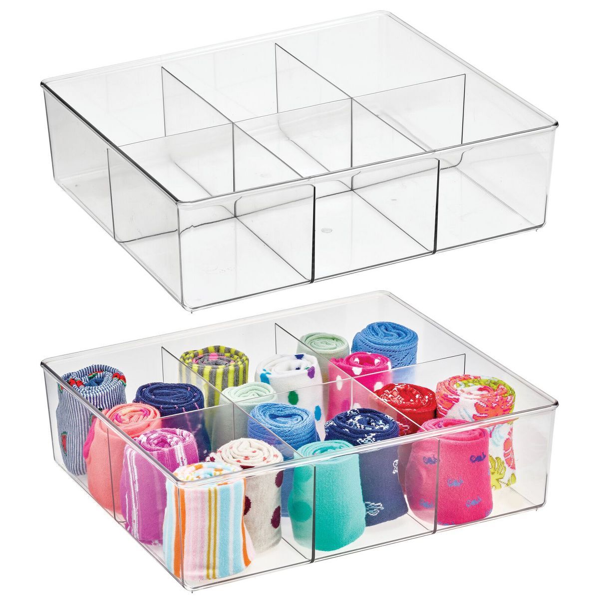 mDesign Plastic Divided Closet Storage Bin - Clear | Target