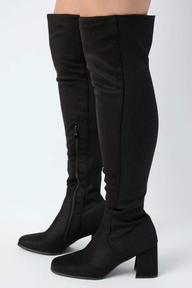 Milan Black Over The Knee Boots FINAL SALE | Pink Lily