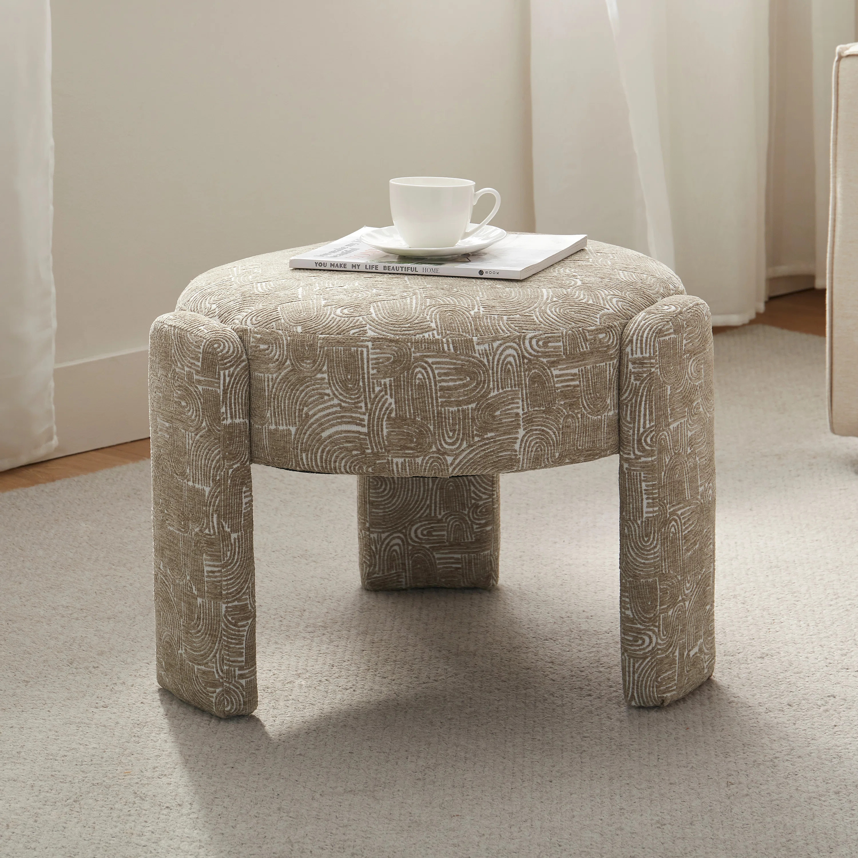 Modern Unique Design 20.5" W Polyester Upholstered Ottoman | Wayfair North America