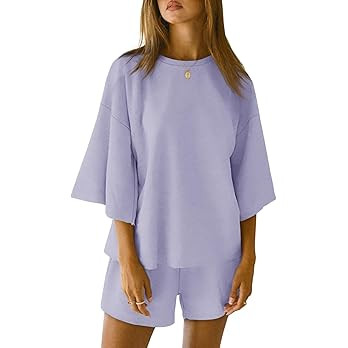 Tankaneo Womens Pajama Sets 3/4 Sleeve Oversized Tops and Elastic Waist Shorts Lounge Sets Lounge... | Amazon (US)