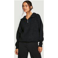 Womens Soft Brushed Knit Half Zip Polo Jumper - Black - M, Black | Boohoo.com (UK & IE)
