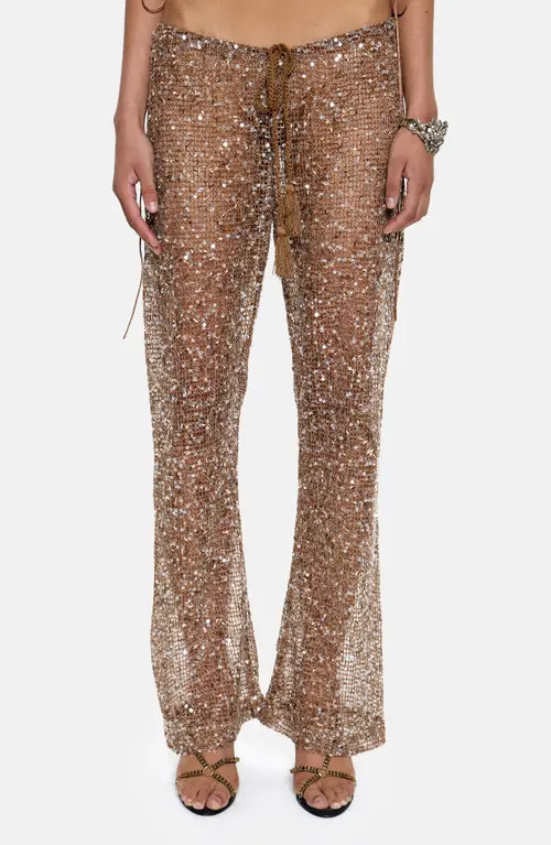 JADED LONDON Deva Sequin Knit Trousers in Gold at Nordstrom, Size 10 | Nordstrom
