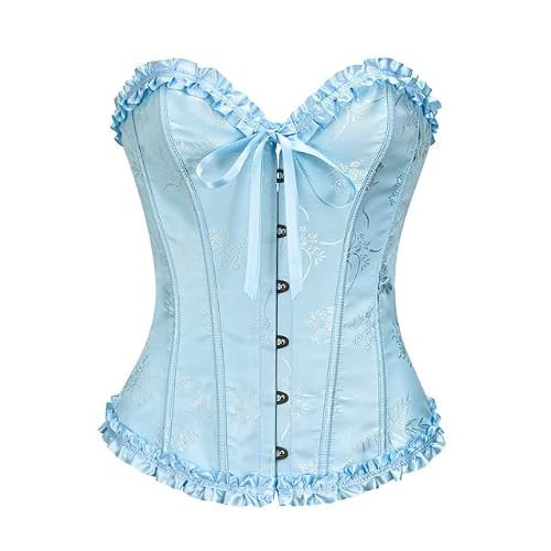 Moonight Blue Corset Tops for Women Lace Up Vintage Overbust Satin Bustier Corset Baby Blue 2XL | Amazon (US)