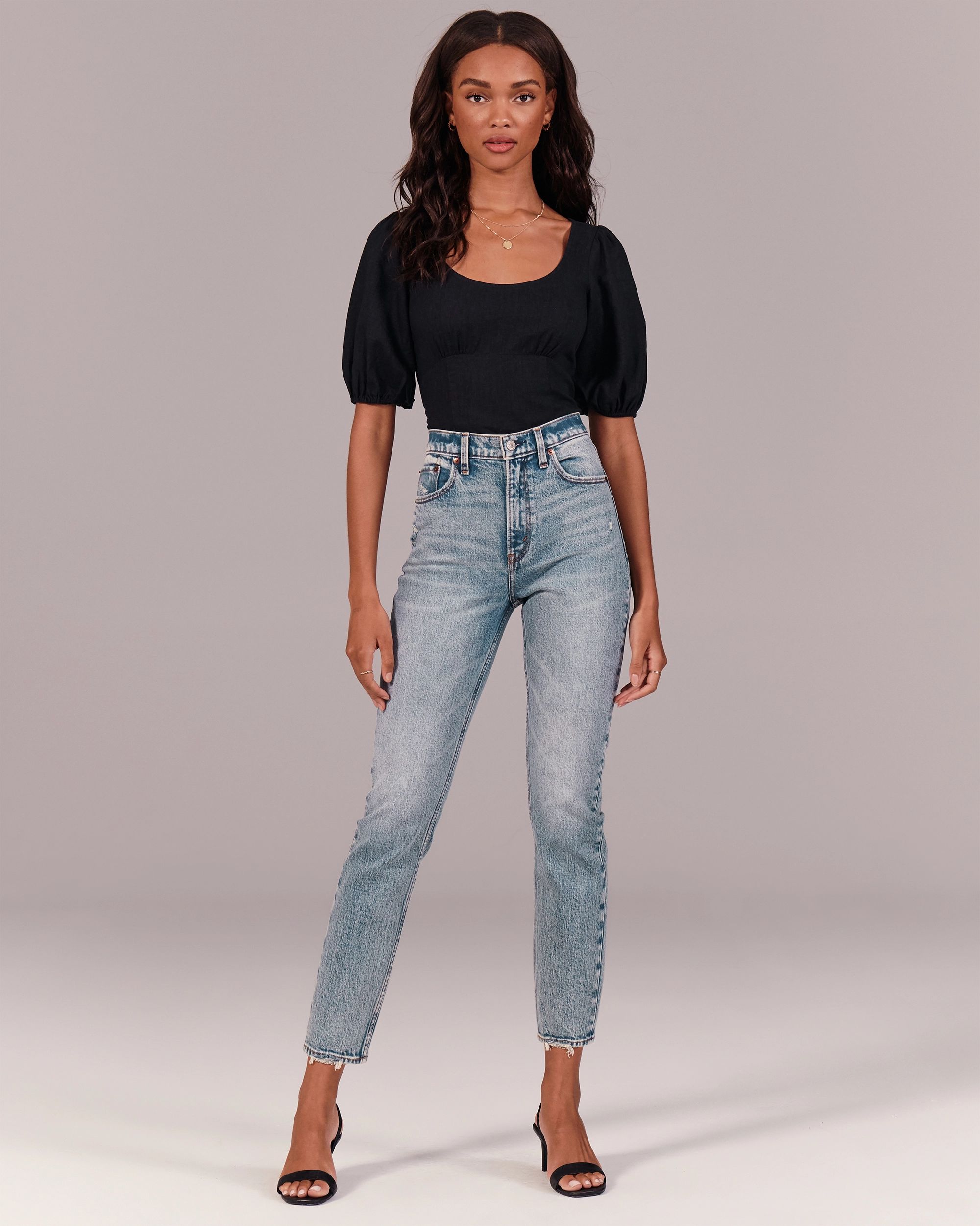 High Rise Acid Wash Mom Jeans | Abercrombie & Fitch (US)