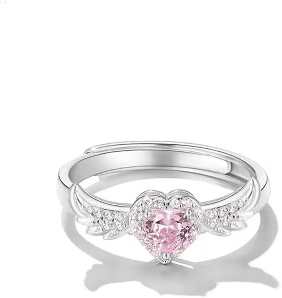 Beautiful Pink Angel Wings Rings, Adjustable Opening Size Rings for Women Teenage Girls, Adjustab... | Amazon (US)