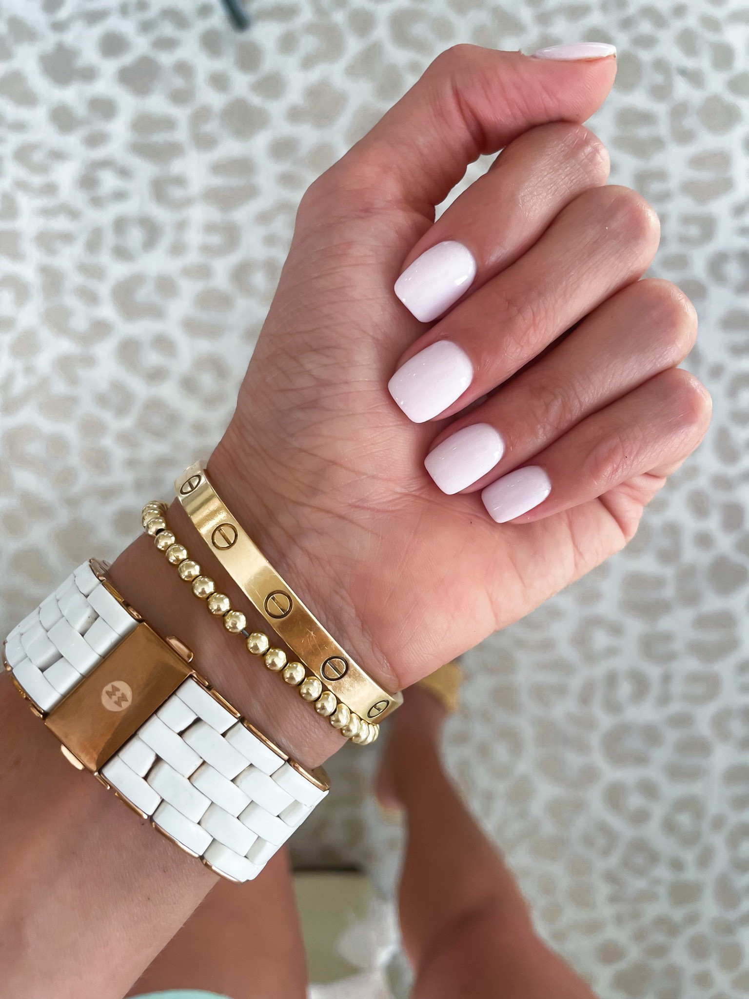 Apple Watch band light pink nails gold bracelets 

#LTKunder100 #LTKunder50 #LTKsalealert